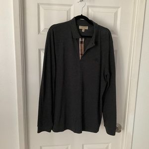 Burberry Long sleeve quarter button charcoal shirt